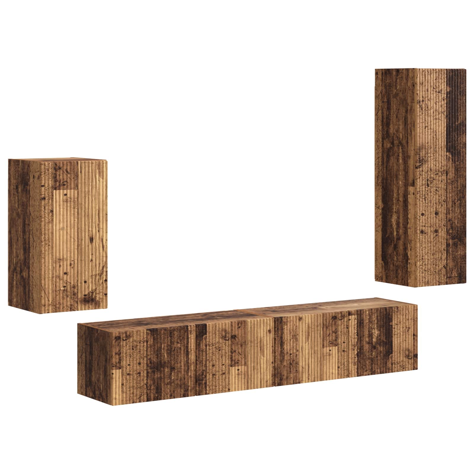 Set TV komoda Zidne 4 pcs Staro drvo Konstruirano drvo