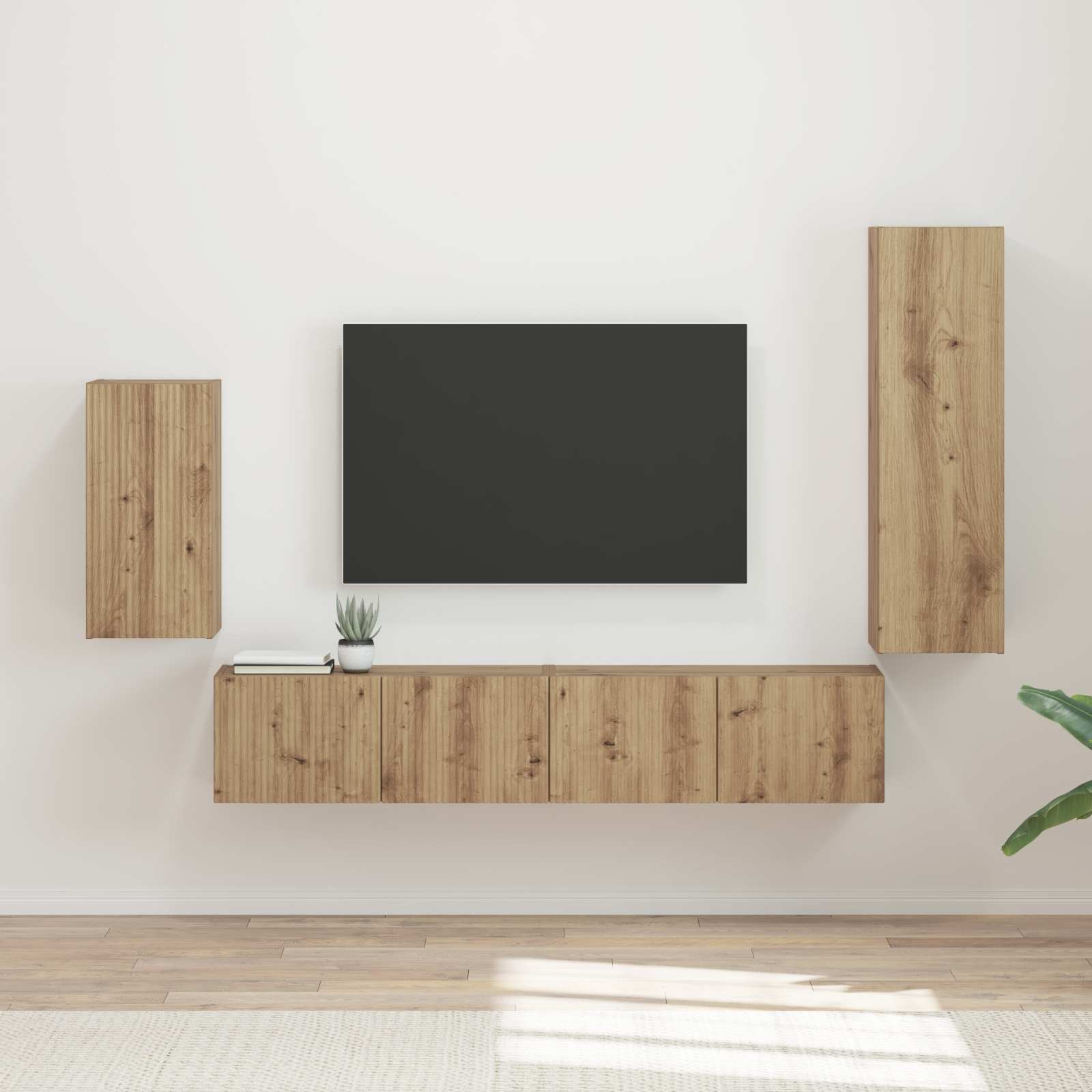 Set TV komoda Zidne 4 pcs Umjetnički hrast Konstruirano drvo