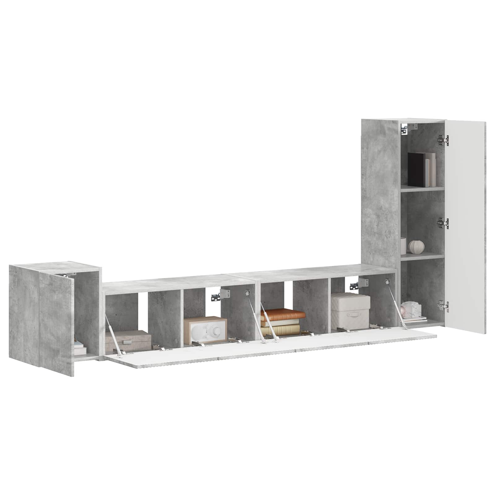 Set TV komoda Zidne 3 pcs Betonski sivi Konstruirano drvo