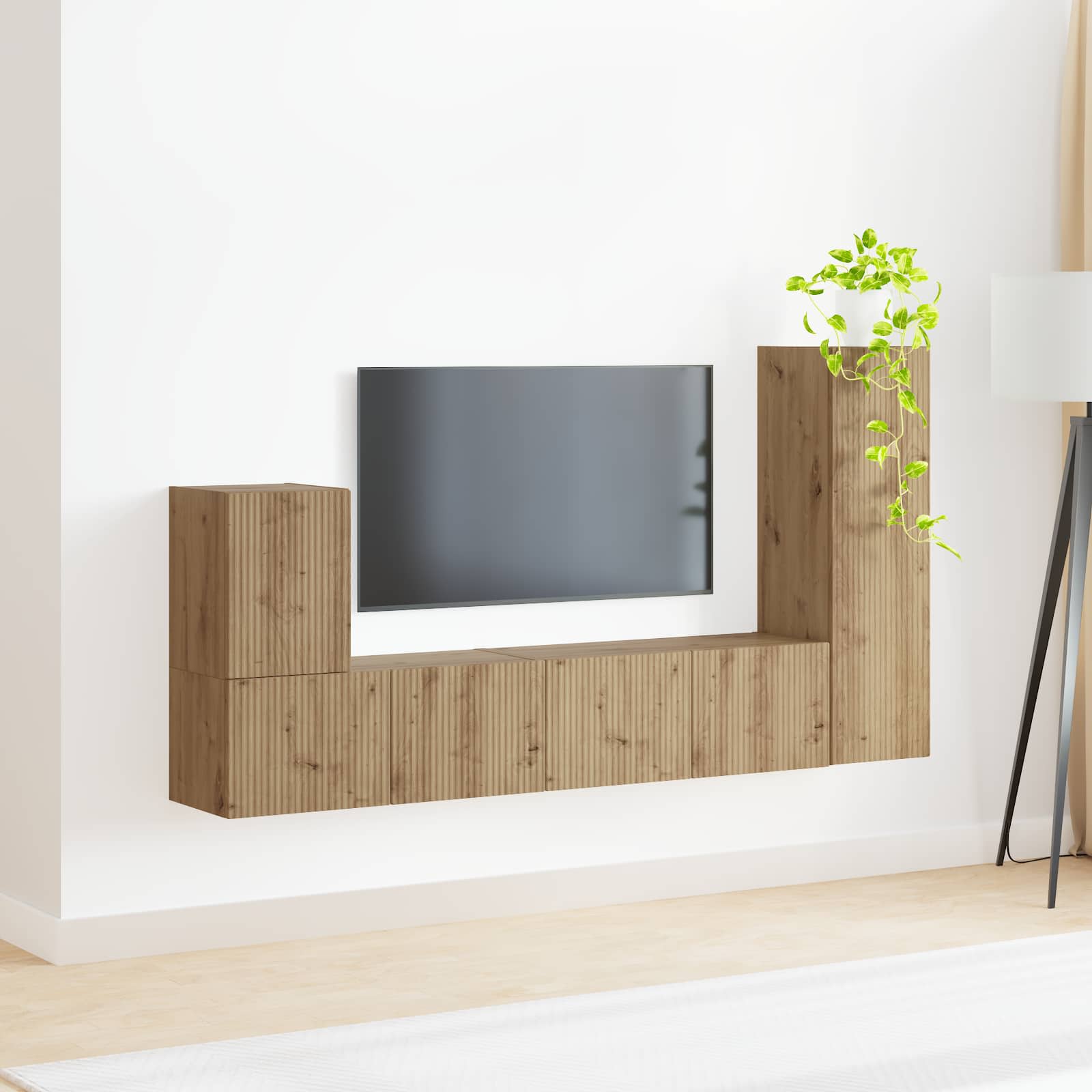 Set TV komoda Zidne 3 pcs Umjetnički hrast Konstruirano drvo
