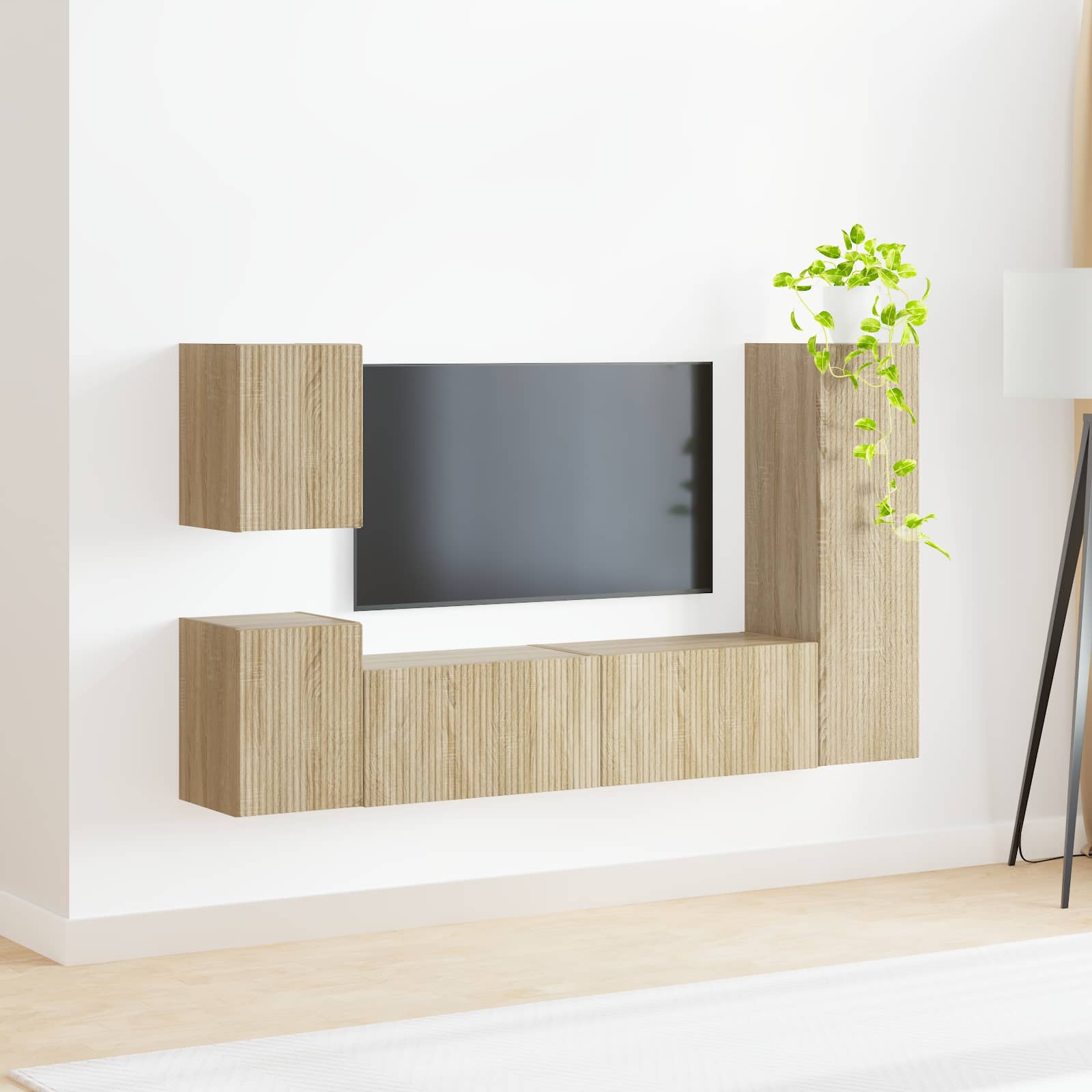 Set TV komoda Zidne 4 pcs Sonoma hrast Konstruirano drvo