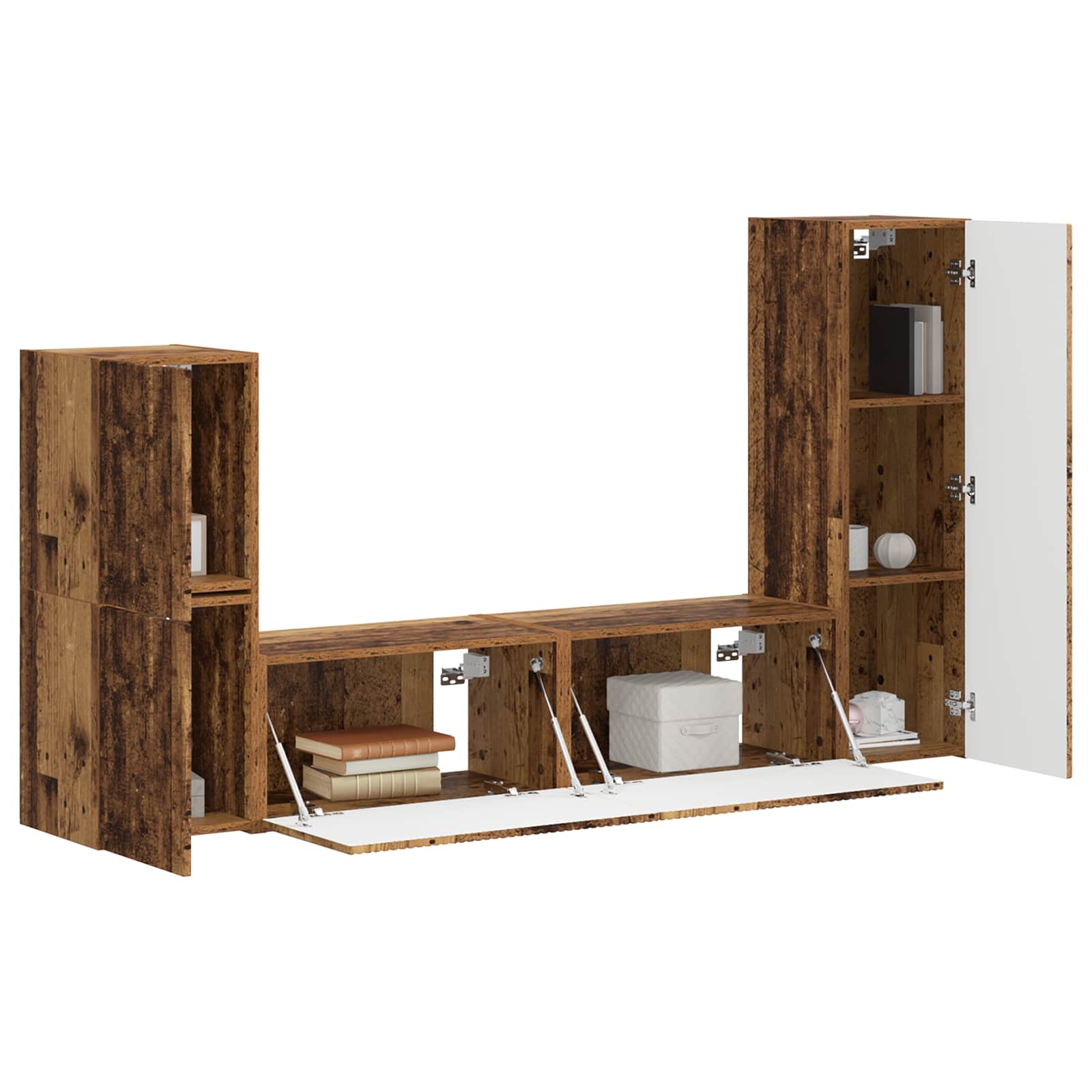 Set TV komoda Zidne 4 pcs Staro drvo Konstruirano drvo
