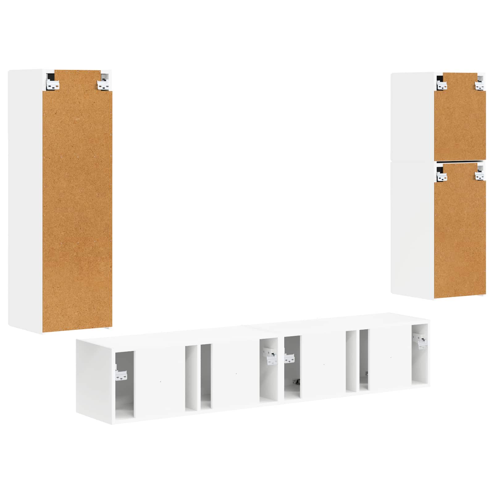Set TV komoda Zidne 4 pcs Bijelo Konstruirano drvo