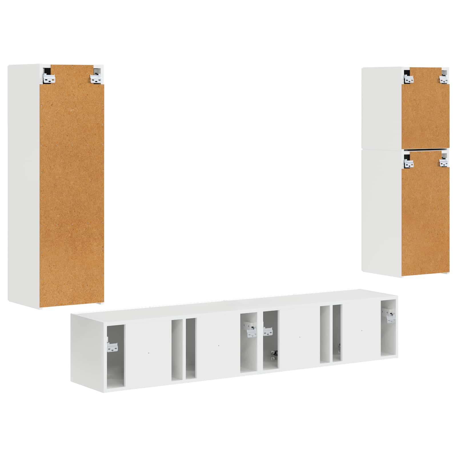 Set TV komoda Zidne 4 pcs Visoki sjaj bijela Konstruirano drvo