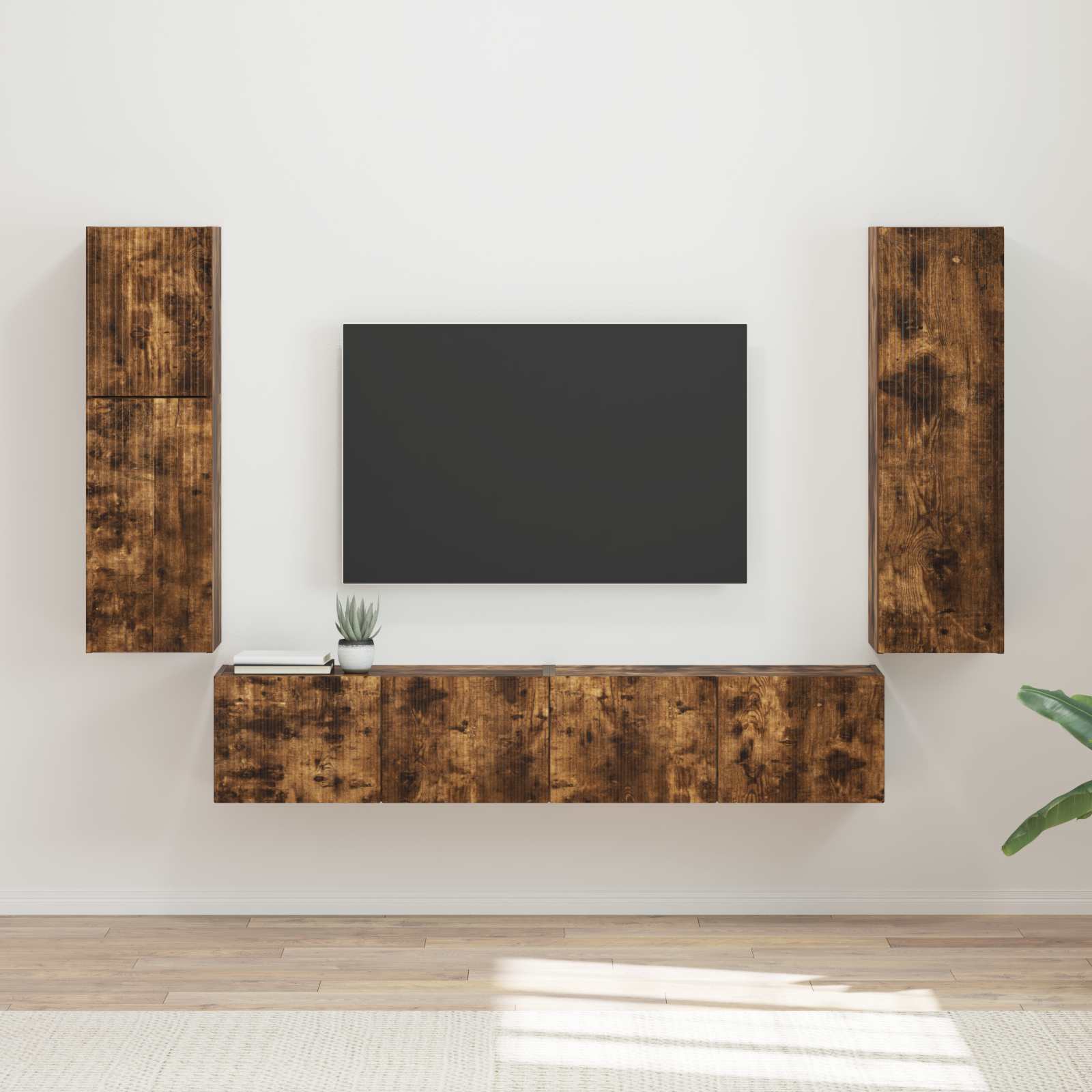 Set TV komoda Zidne 4 pcs Dimljeni hrast Konstruirano drvo