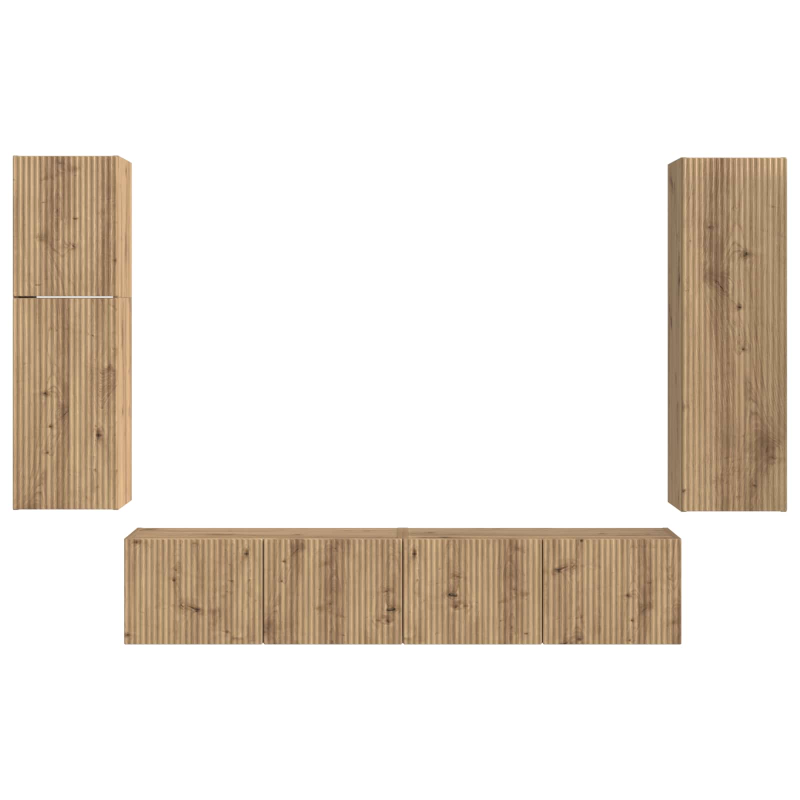 Set TV komoda Zidne 4 pcs Umjetnički hrast Konstruirano drvo
