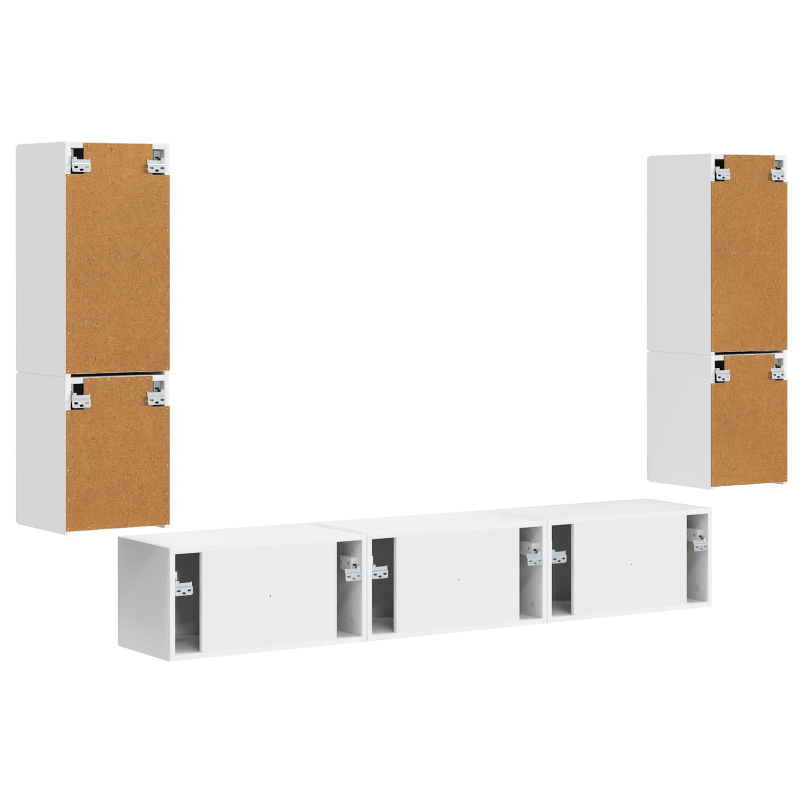 Set TV komoda Zidne 4 pcs Bijelo Konstruirano drvo