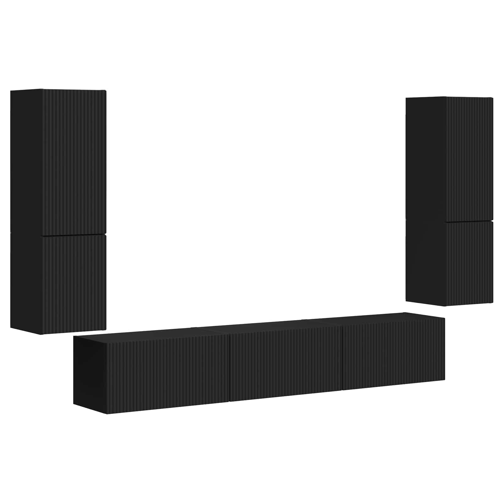 Set TV komoda Zidne 4 pcs Crna Konstruirano drvo