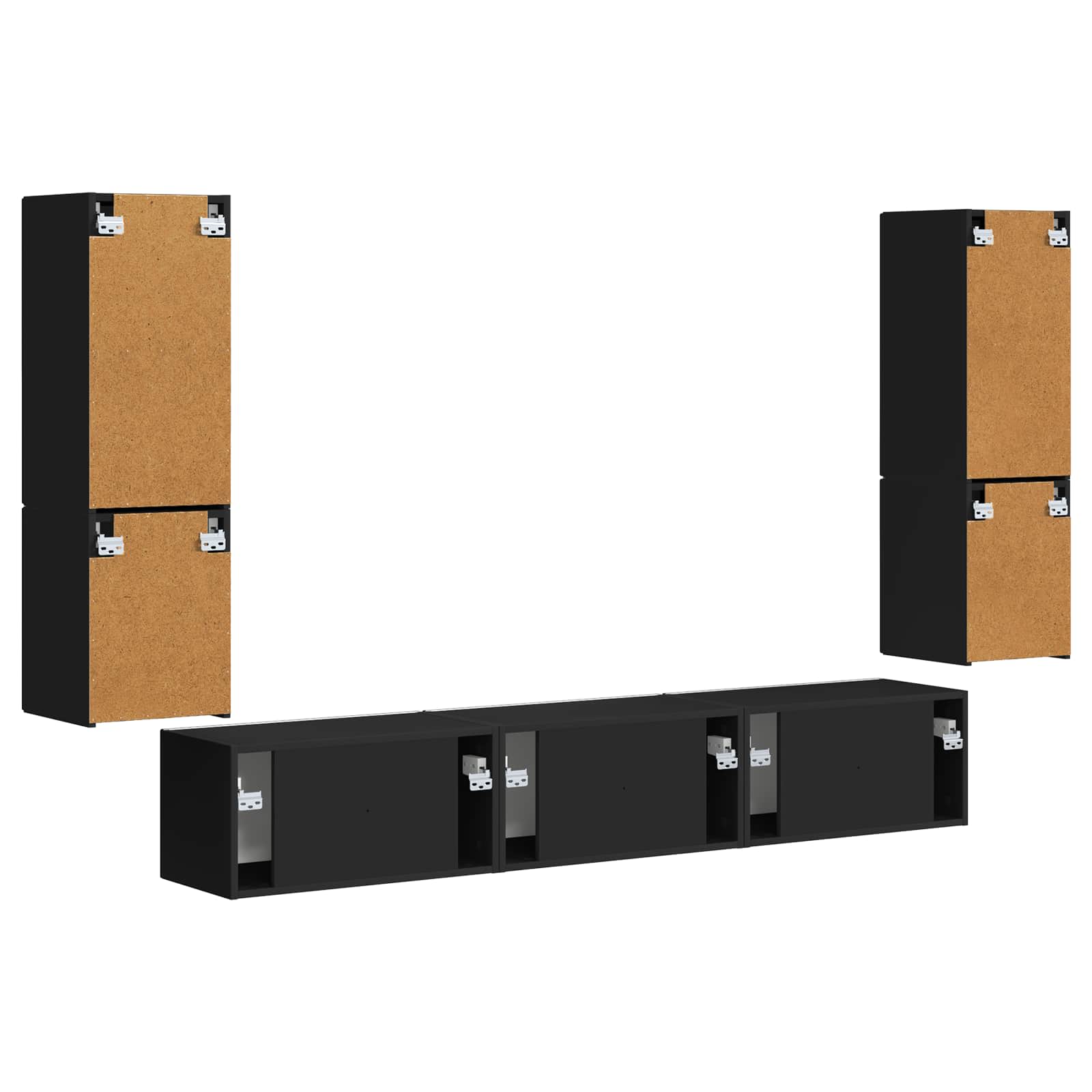 Set TV komoda Zidne 4 pcs Crna Konstruirano drvo