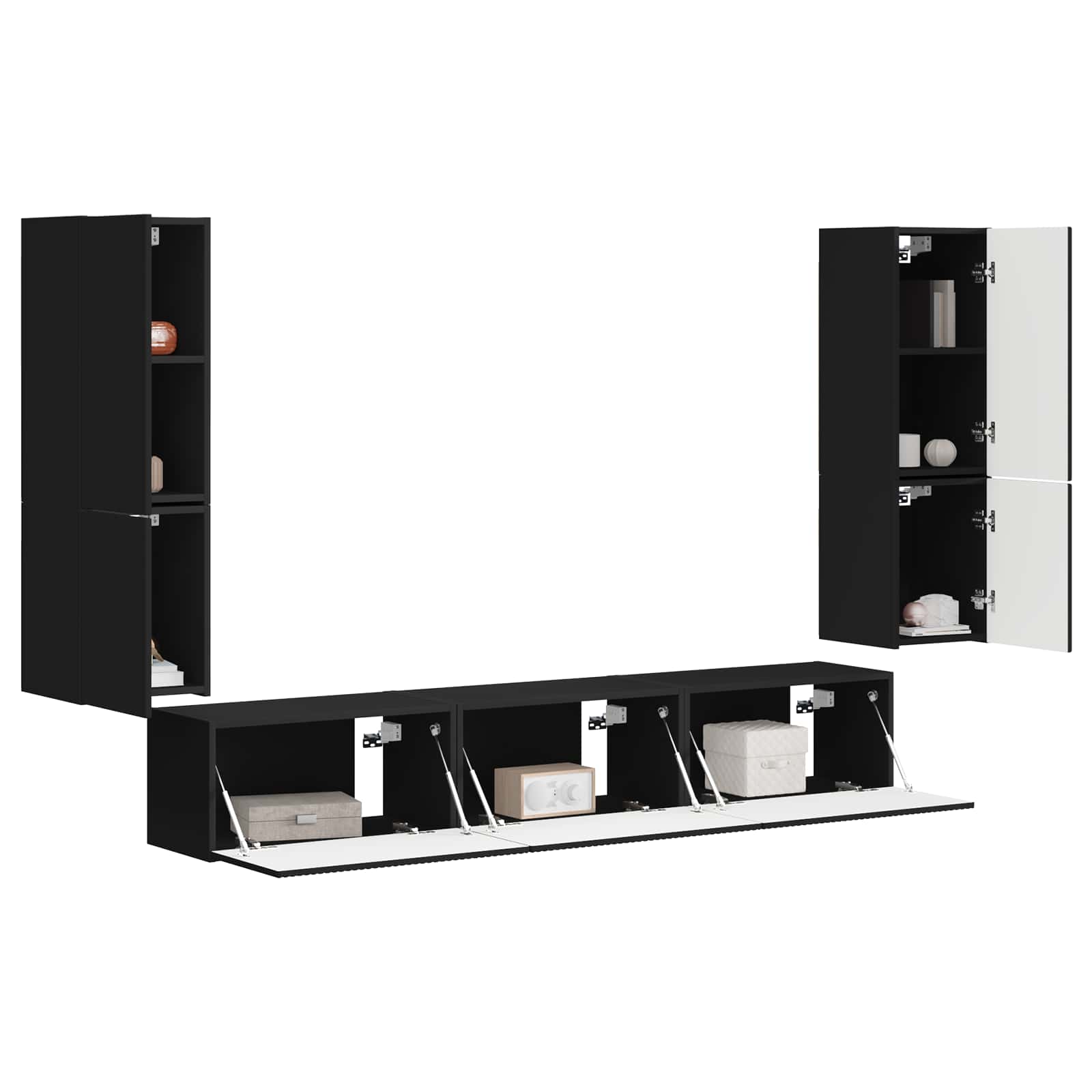 Set TV komoda Zidne 4 pcs Crna Konstruirano drvo