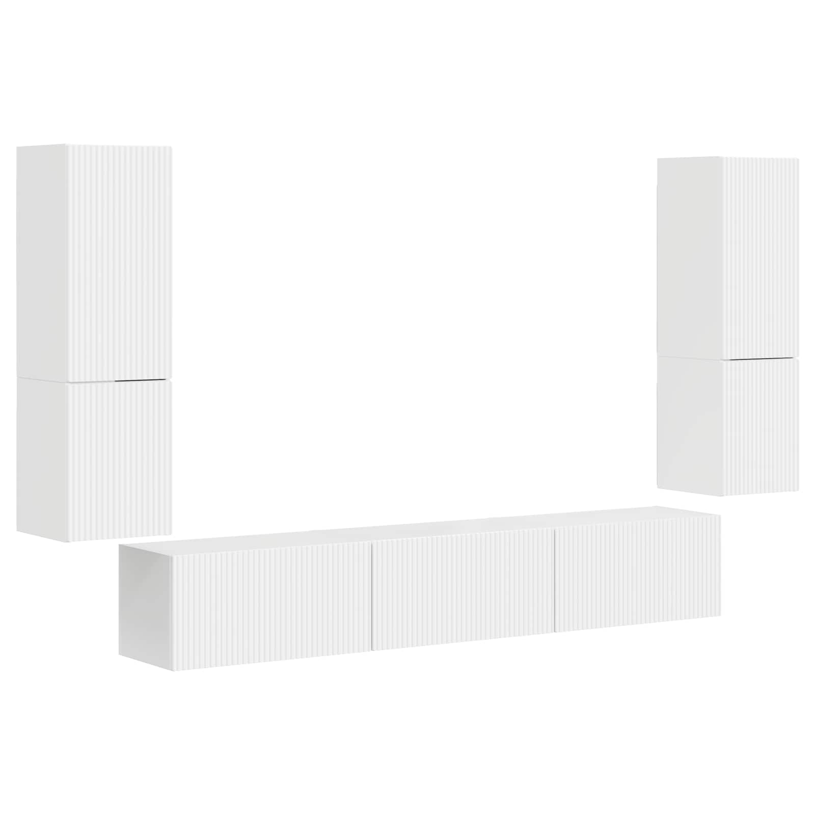 Set TV komoda Zidne 4 pcs Visoki sjaj bijela Konstruirano drvo