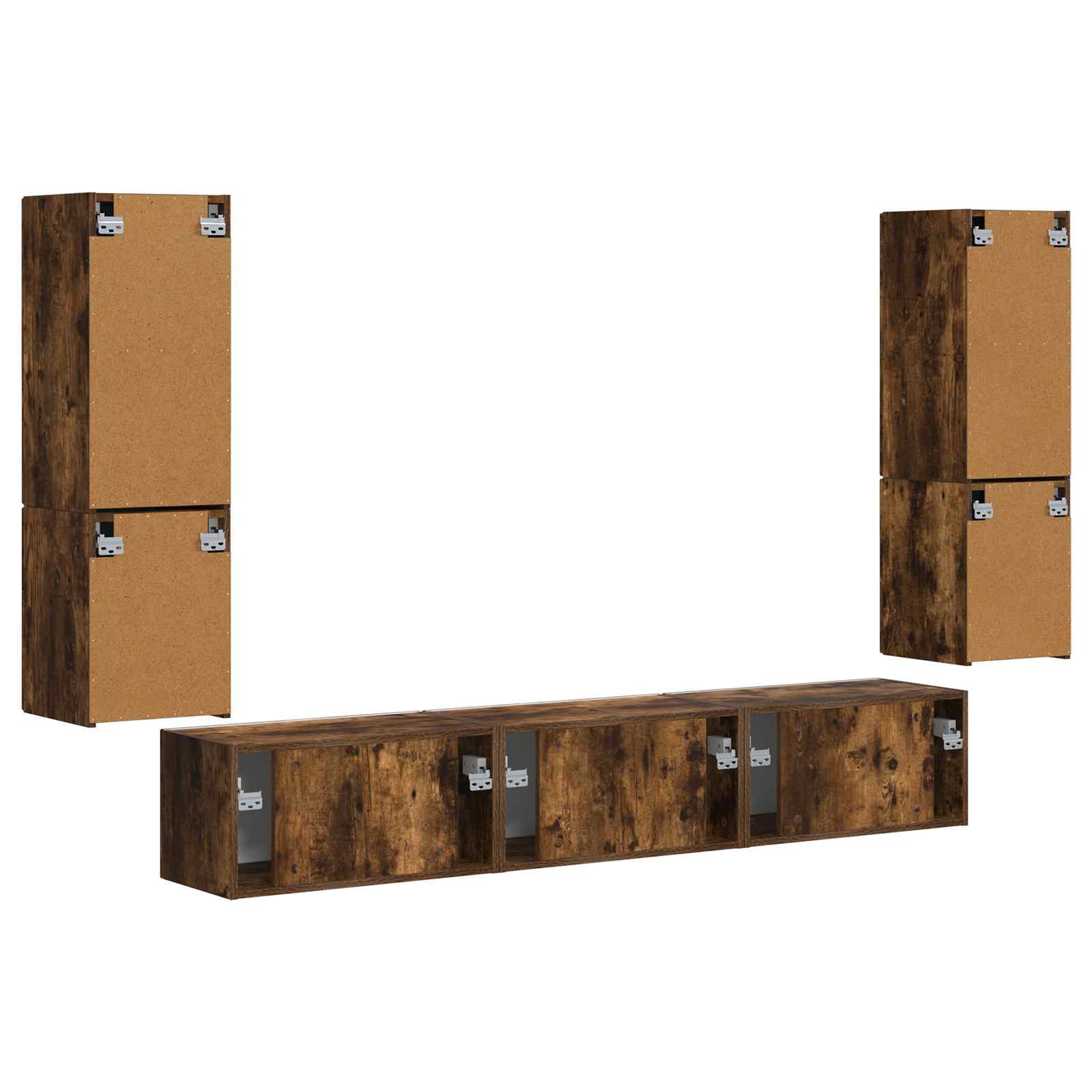 Set TV komoda Zidne 4 pcs Dimljeni hrast Konstruirano drvo