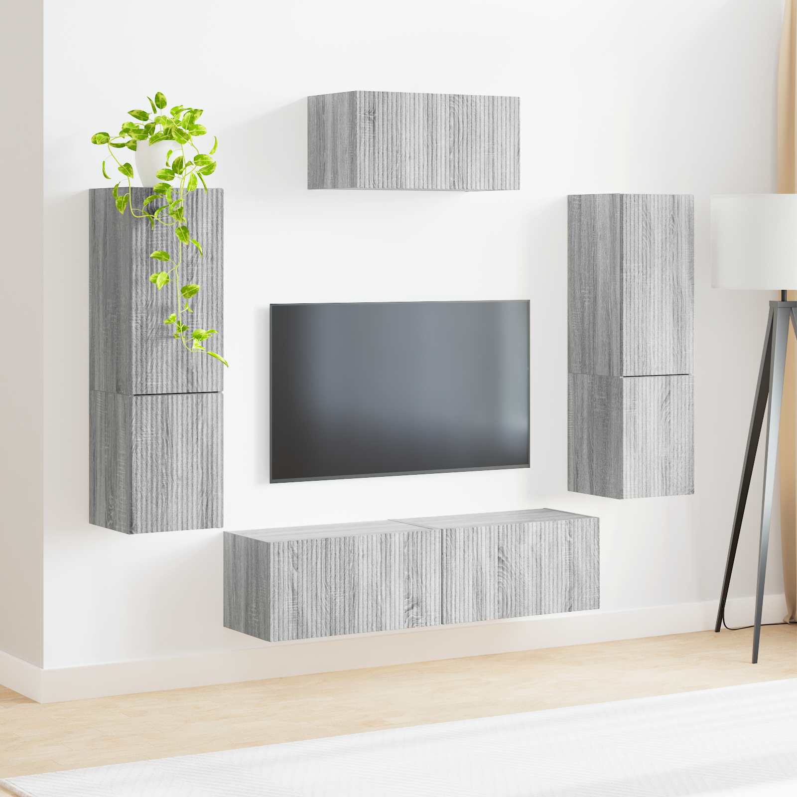 Set TV komoda Zidne 4 pcs Siva Sonoma Konstruirano drvo