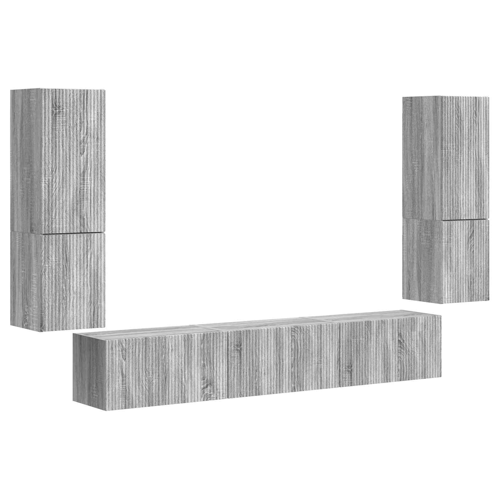 Set TV komoda Zidne 4 pcs Siva Sonoma Konstruirano drvo
