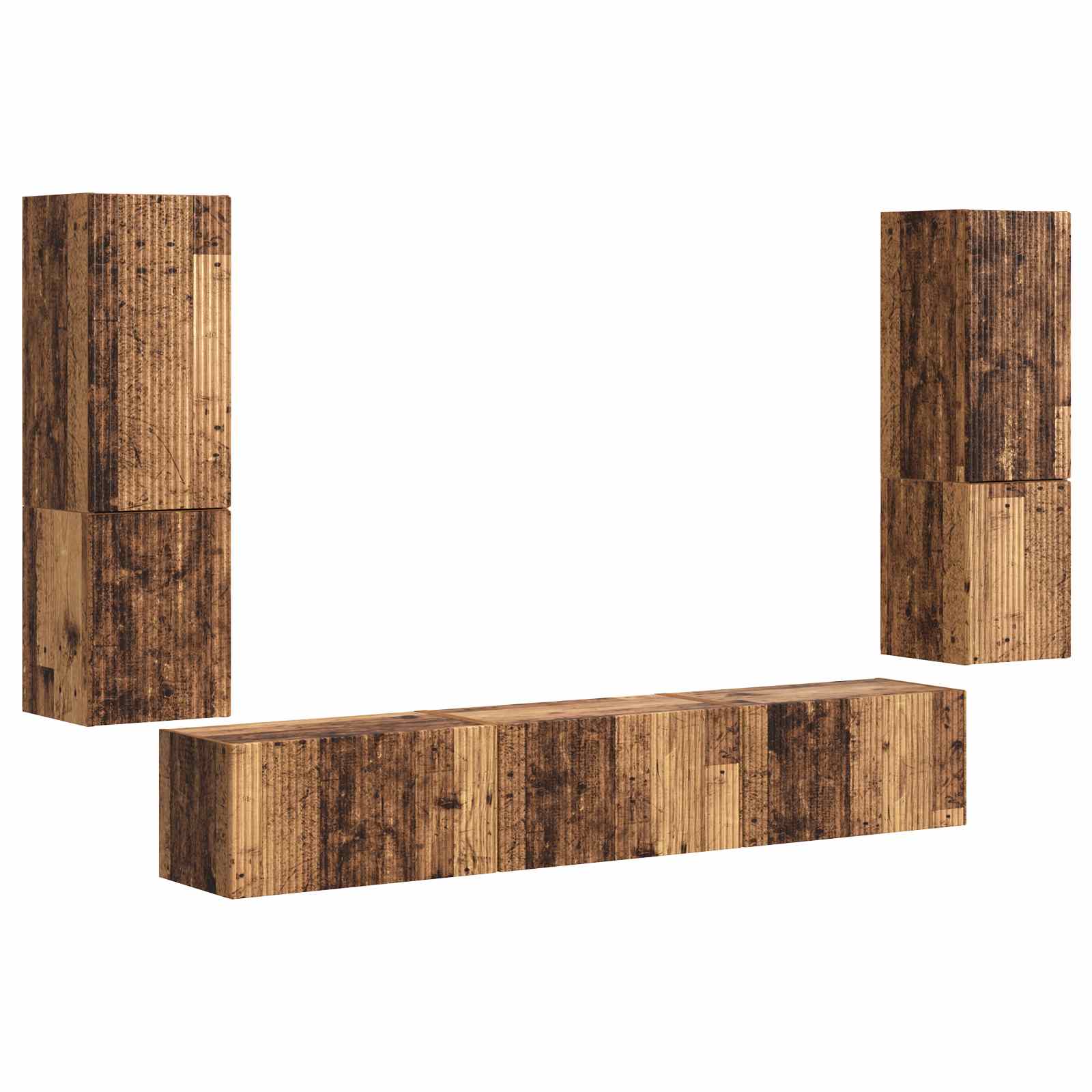 Set TV komoda Zidne 4 pcs Staro drvo Konstruirano drvo