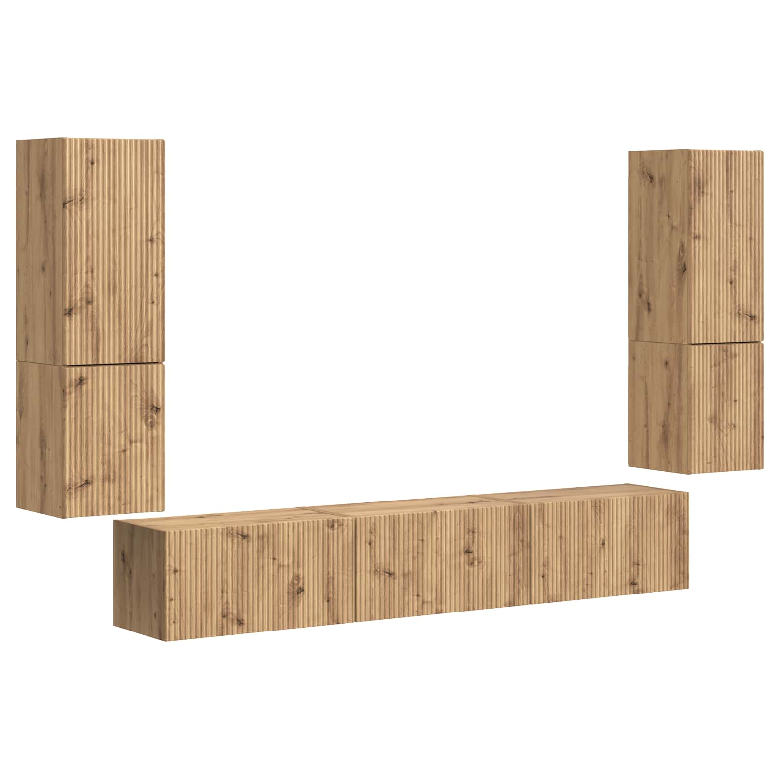Set TV komoda Zidne 4 pcs Umjetnički hrast Konstruirano drvo