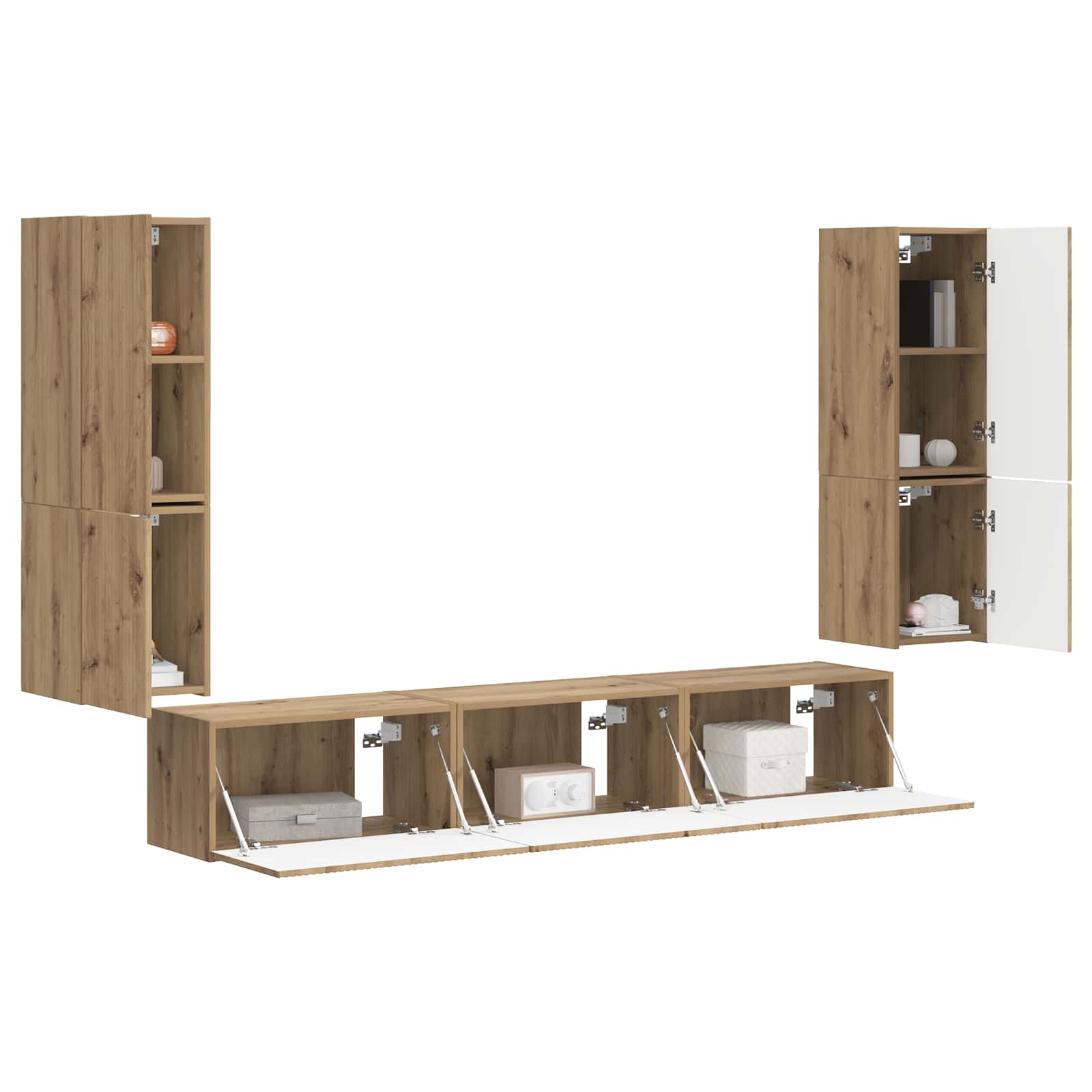 Set TV komoda Zidne 4 pcs Umjetnički hrast Konstruirano drvo