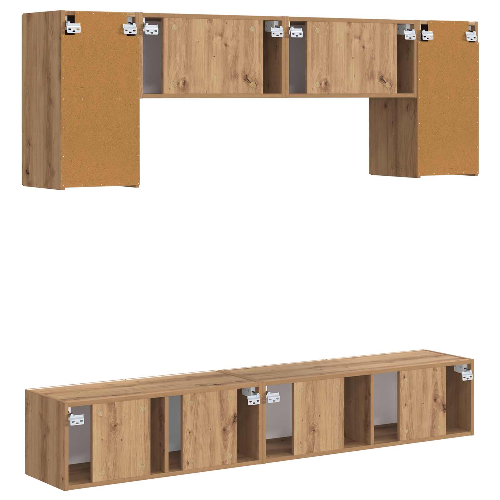 Set TV komoda Zidne 5 pcs Bijelo Konstruirano drvo