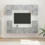 Set TV komoda Zidne 5 pcs Betonski sivi Konstruirano drvo