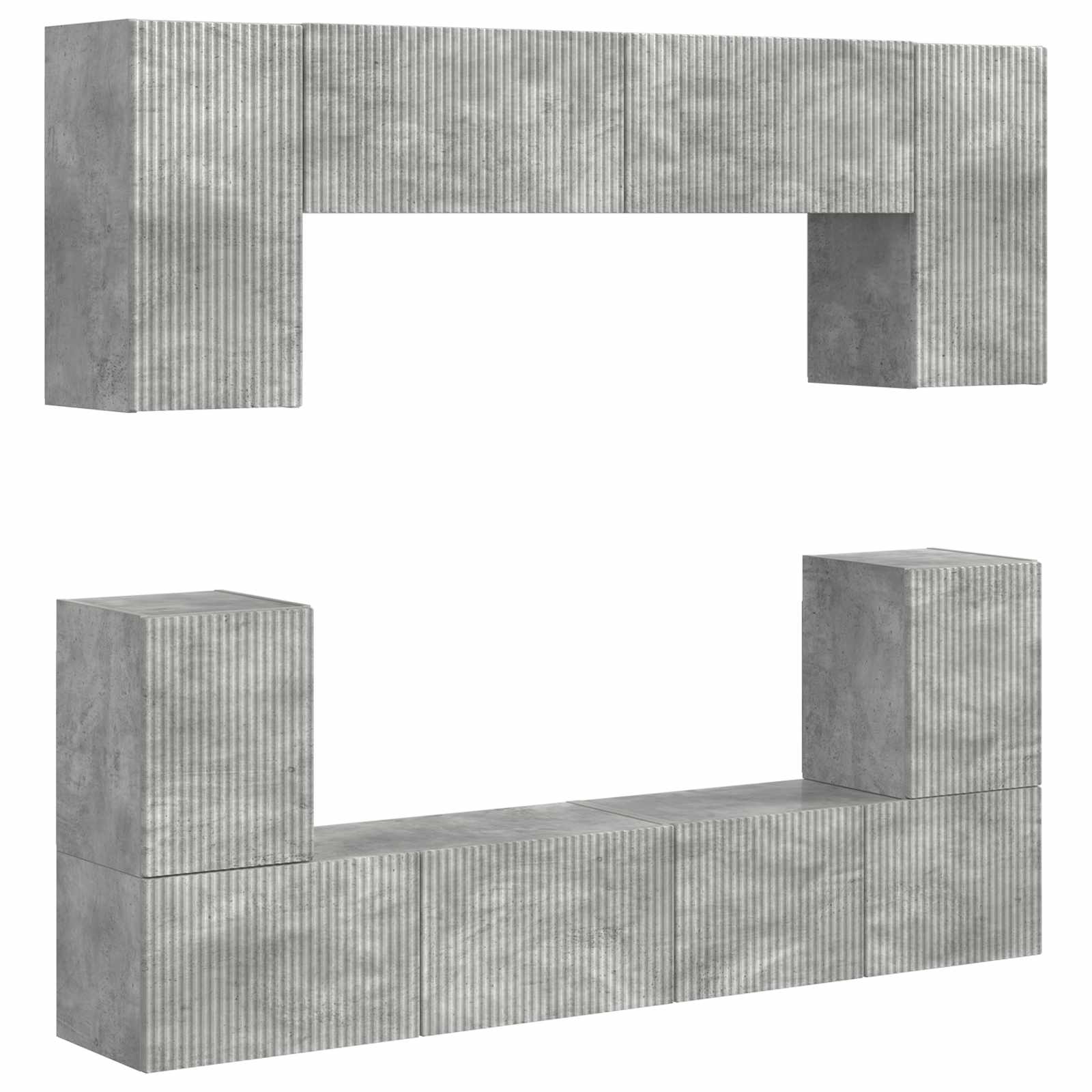 Set TV komoda Zidne 5 pcs Betonski sivi Konstruirano drvo