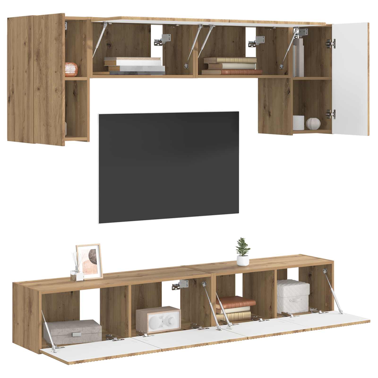 Set TV komoda Zidne 5 pcs Siva Sonoma Konstruirano drvo