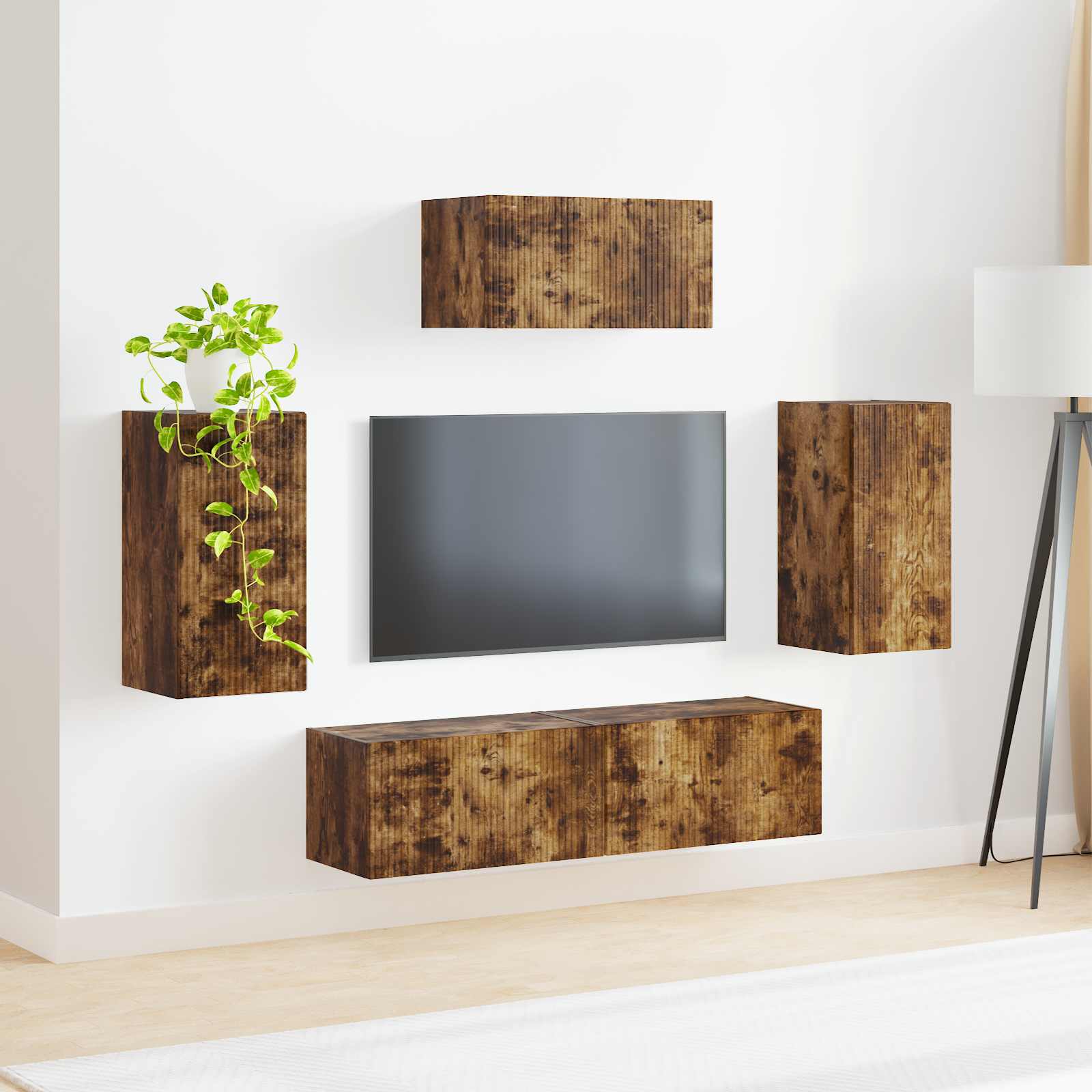 Set TV komoda Zidne 5 pcs Dimljeni hrast Konstruirano drvo