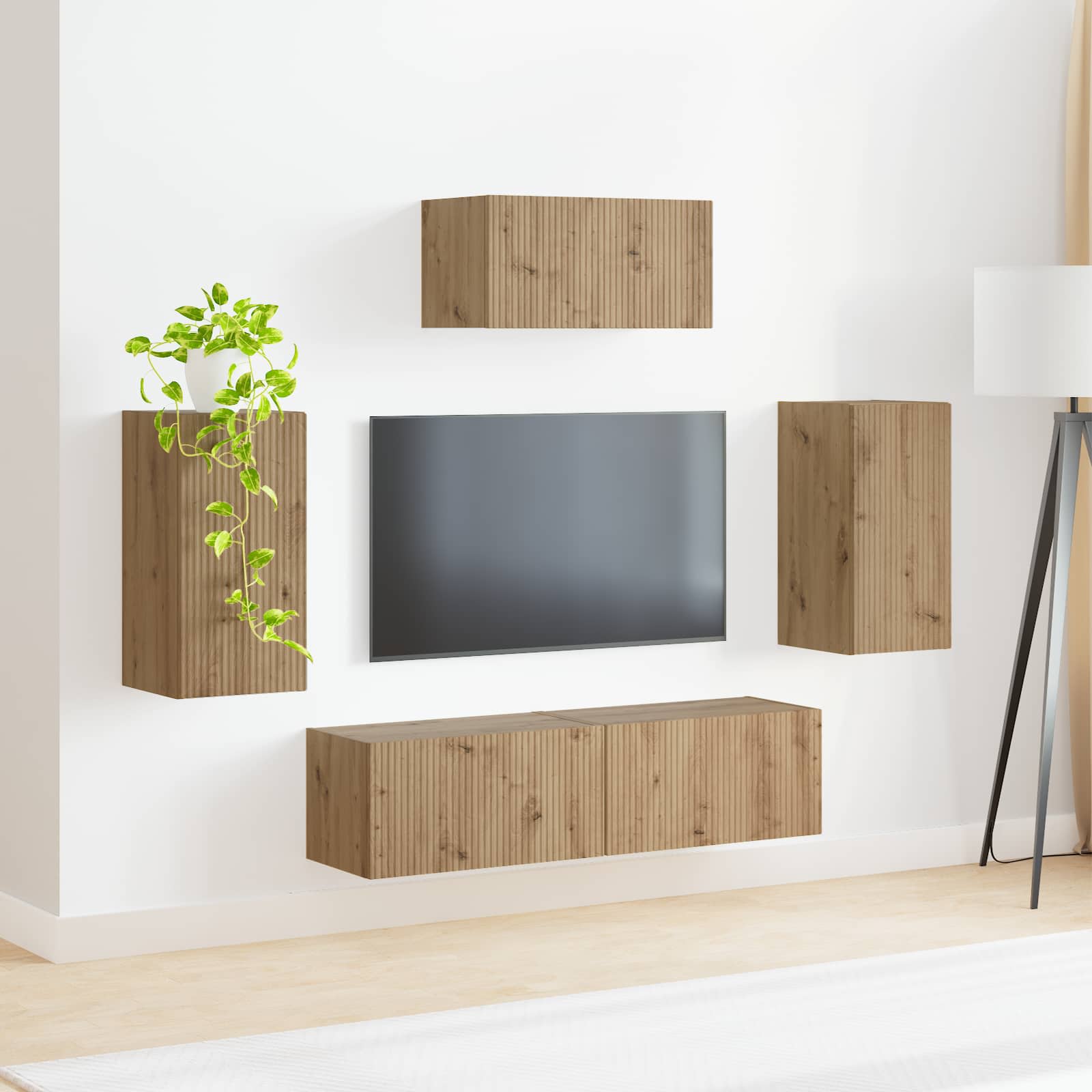 Set TV komoda Zidne 5 pcs Umjetnički hrast Konstruirano drvo