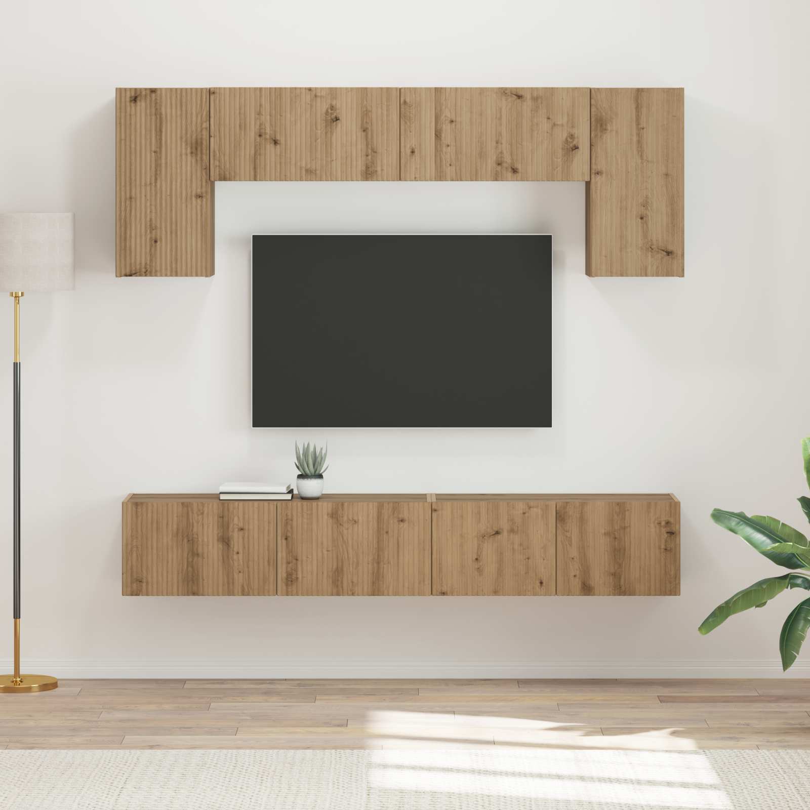 Set TV komoda Zidne 4 pcs Bijelo Konstruirano drvo