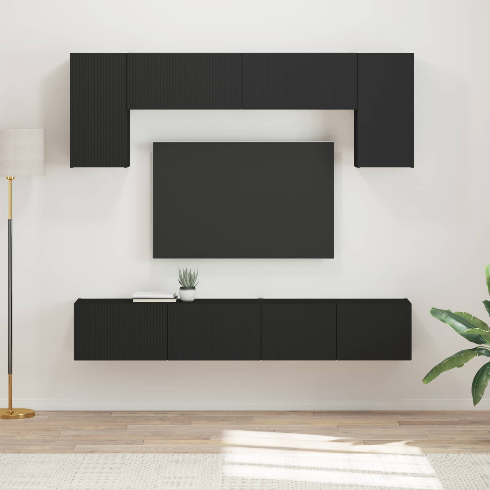 Set TV komoda 4 kom. Crna Konstruirano drvo