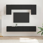 Set TV komoda 4 kom. Crna Konstruirano drvo