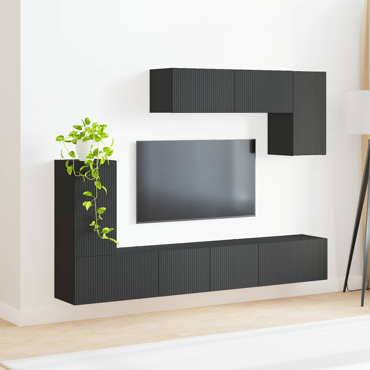 Set TV komoda 4 kom. Crna Konstruirano drvo