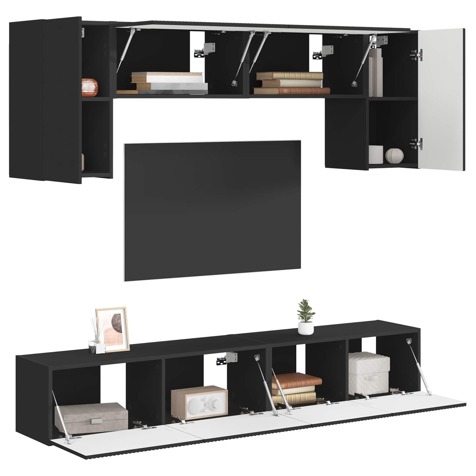 Set TV komoda 4 kom. Crna Konstruirano drvo