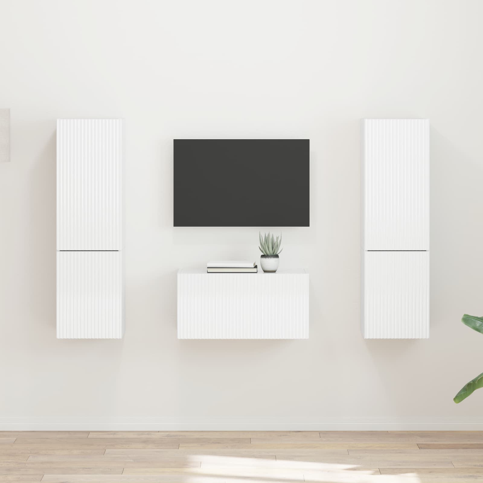 Set TV komoda 5 pcs Visoki sjaj bijela Konstruirano drvo