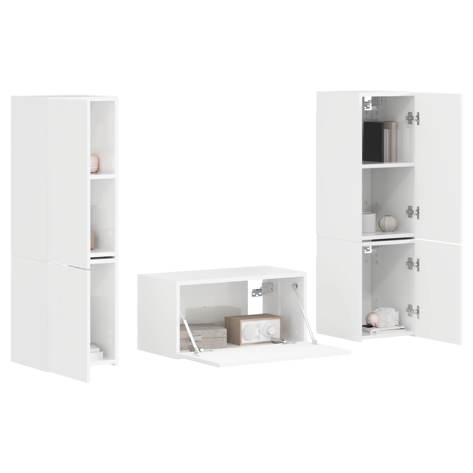 Set TV komoda 5 pcs Visoki sjaj bijela Konstruirano drvo