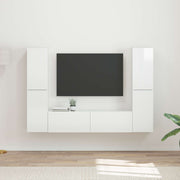 Set TV komoda 6 pcs Visoki sjaj bijela Konstruirano drvo