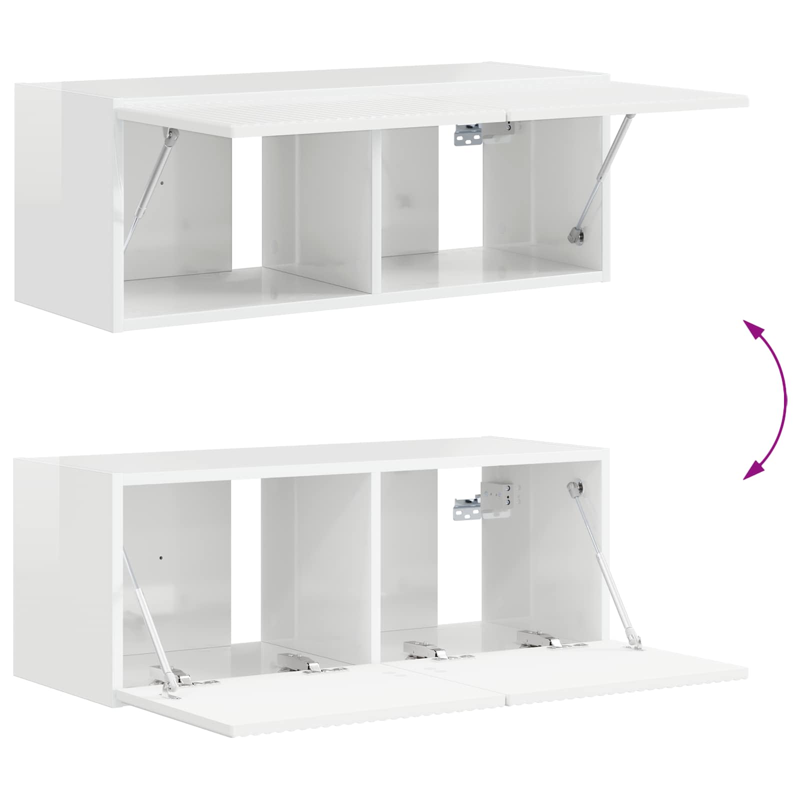 Set TV komoda 4 pcs Visoki sjaj bijela Konstruirano drvo