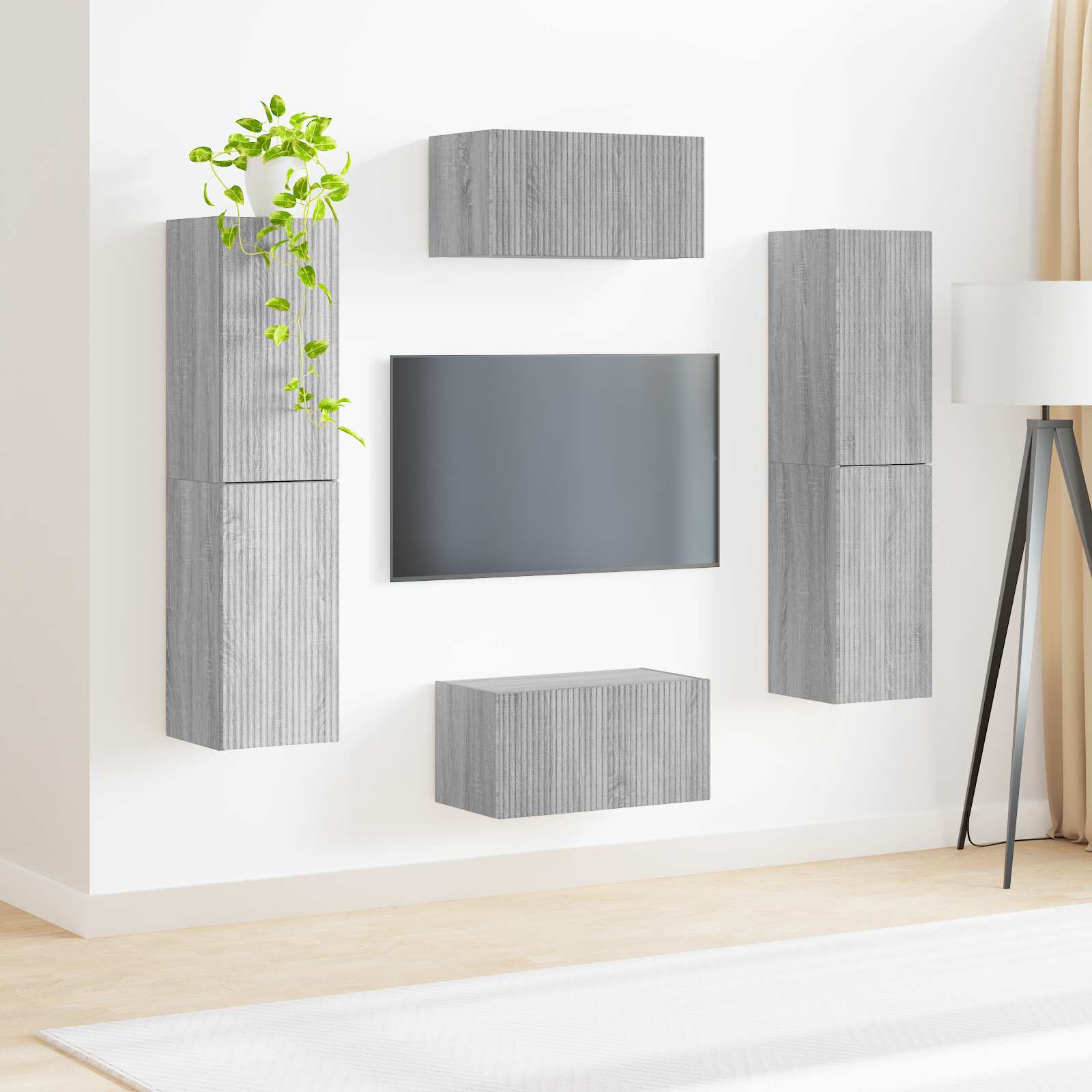 Set TV komoda 6 pcs Siva Sonoma Konstruirano drvo
