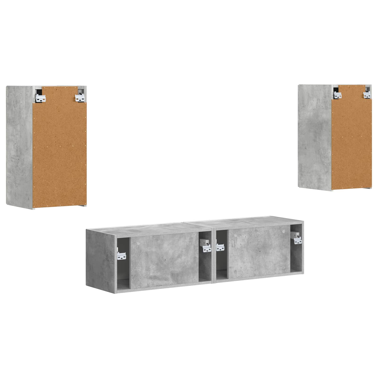 Set TV komoda 4 pcs Betonski sivi Konstruirano drvo