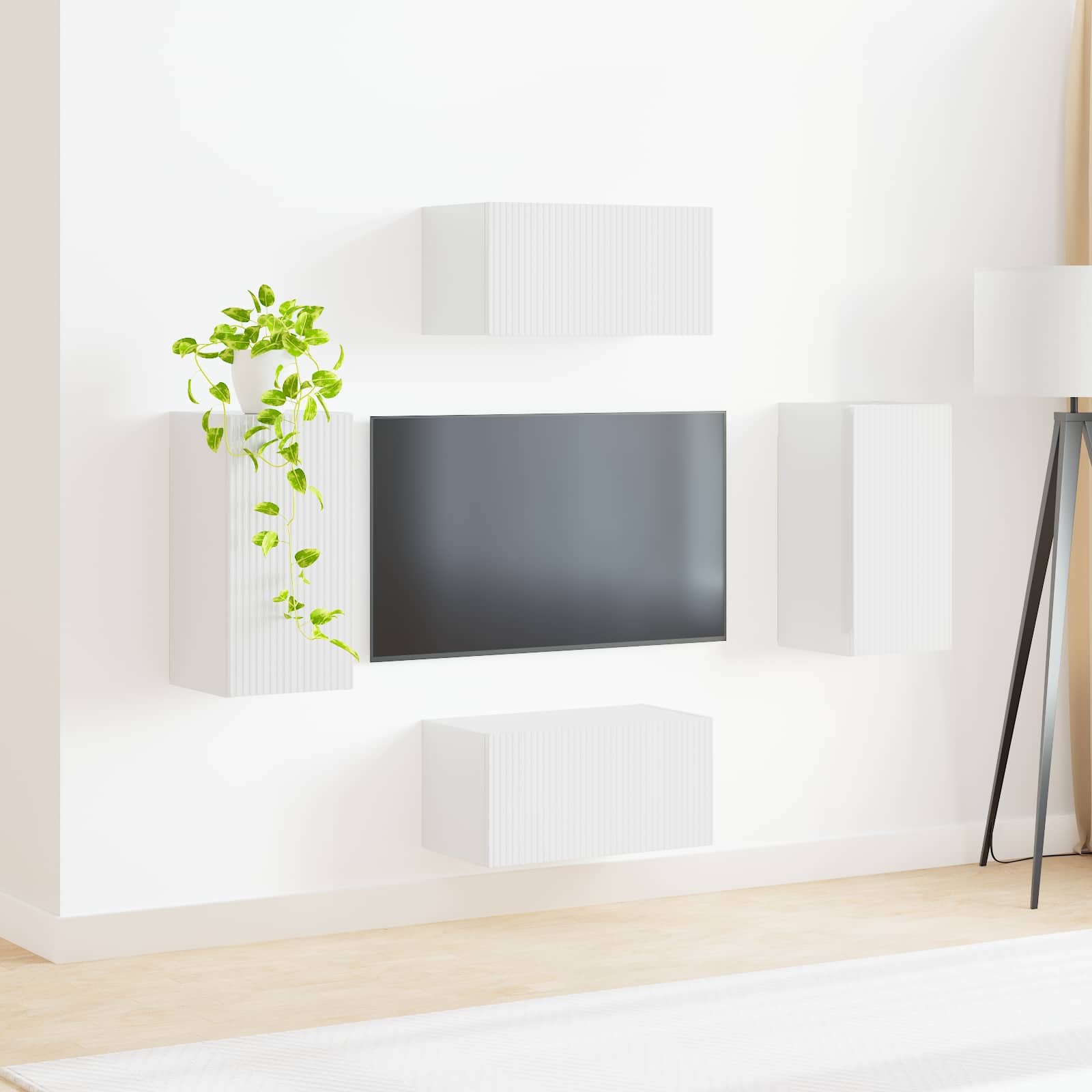 Set TV komoda 4 pcs Visoki sjaj bijela Konstruirano drvo