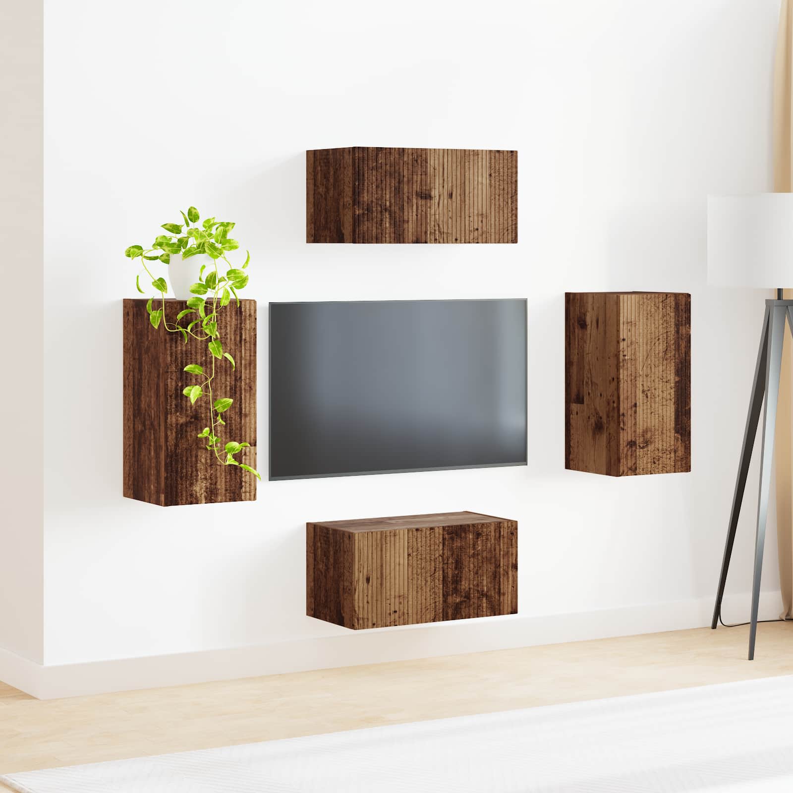 Set TV komoda 4 pcs Staro drvo Konstruirano drvo