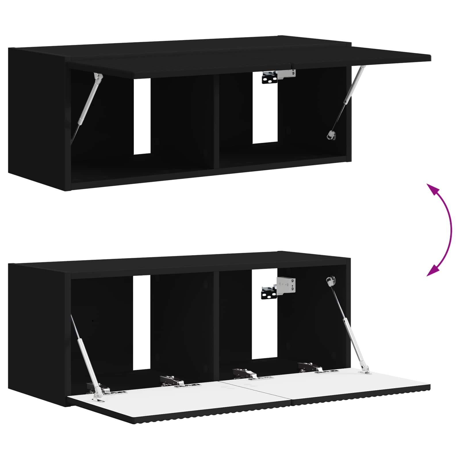 Set TV komoda 4 pcs Crna Konstruirano drvo