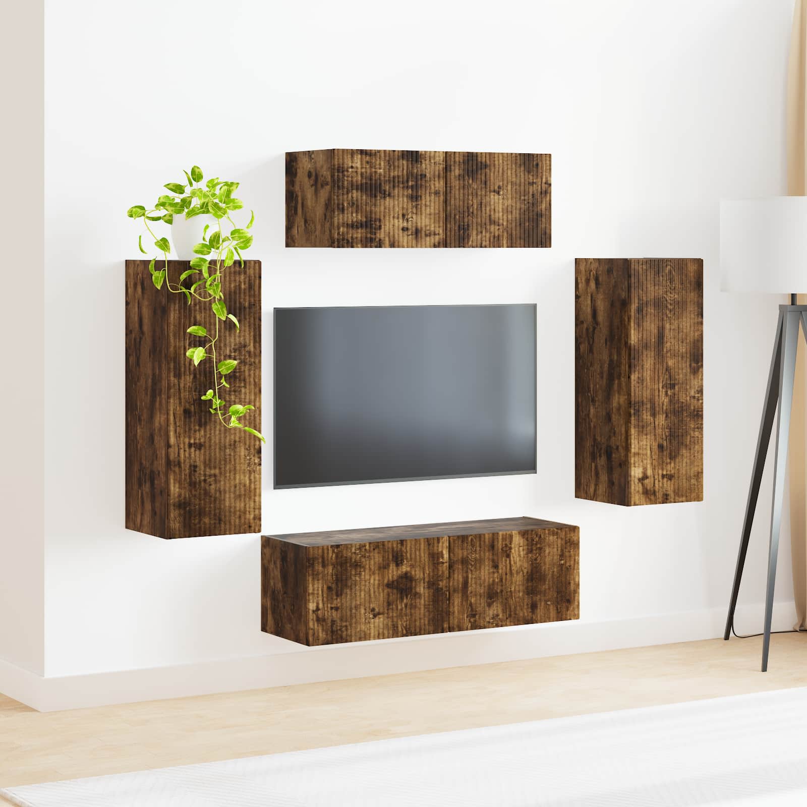 Set TV komoda 4 pcs Dimljeni hrast Konstruirano drvo