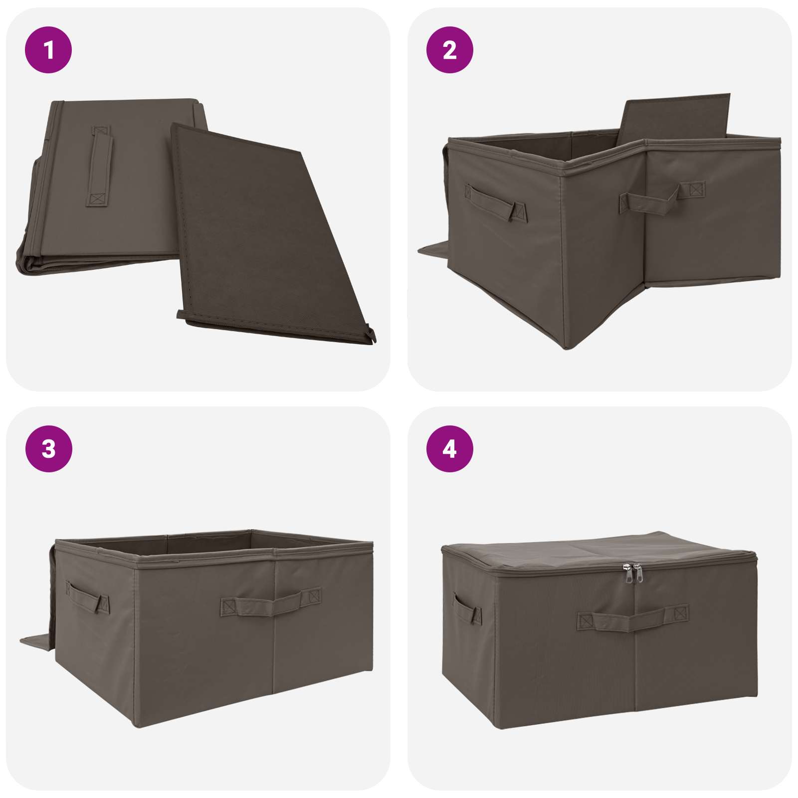 Kutija za spremanje 2 pcs Siva 60 x 43 x 35 cm Netkana tkanina
