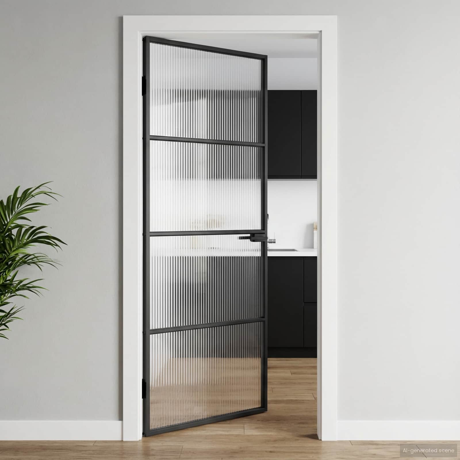 Vrata za dom 76 x 201,5 x 3,5 cm Aluminij i kaljeno staklo