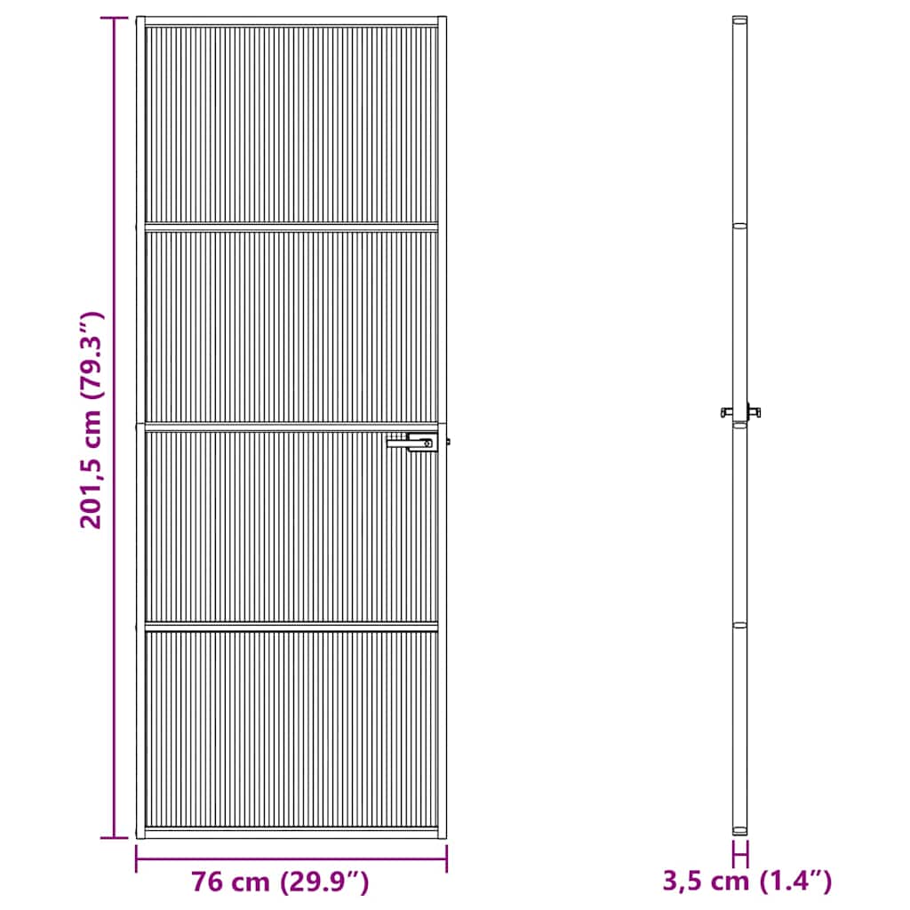Vrata za dom 76 x 201,5 x 3,5 cm Aluminij i kaljeno staklo