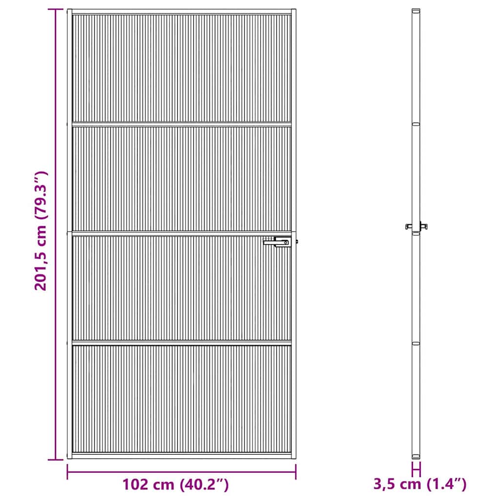 Vrata za dom 102 x 201,5 x 3,5 cm Aluminij i kaljeno staklo