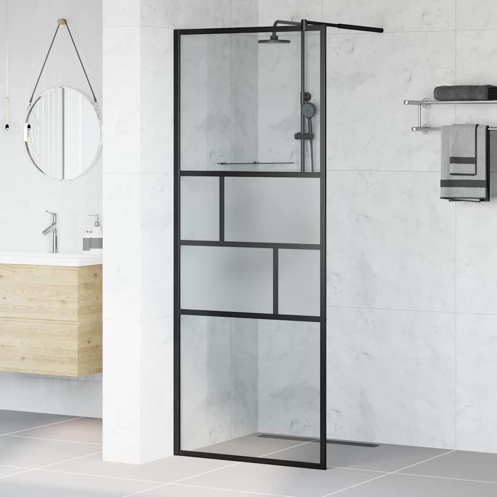 Zid za walk-in tuš Crna 80 x 195 x 0.5 cm Staklo i aluminij