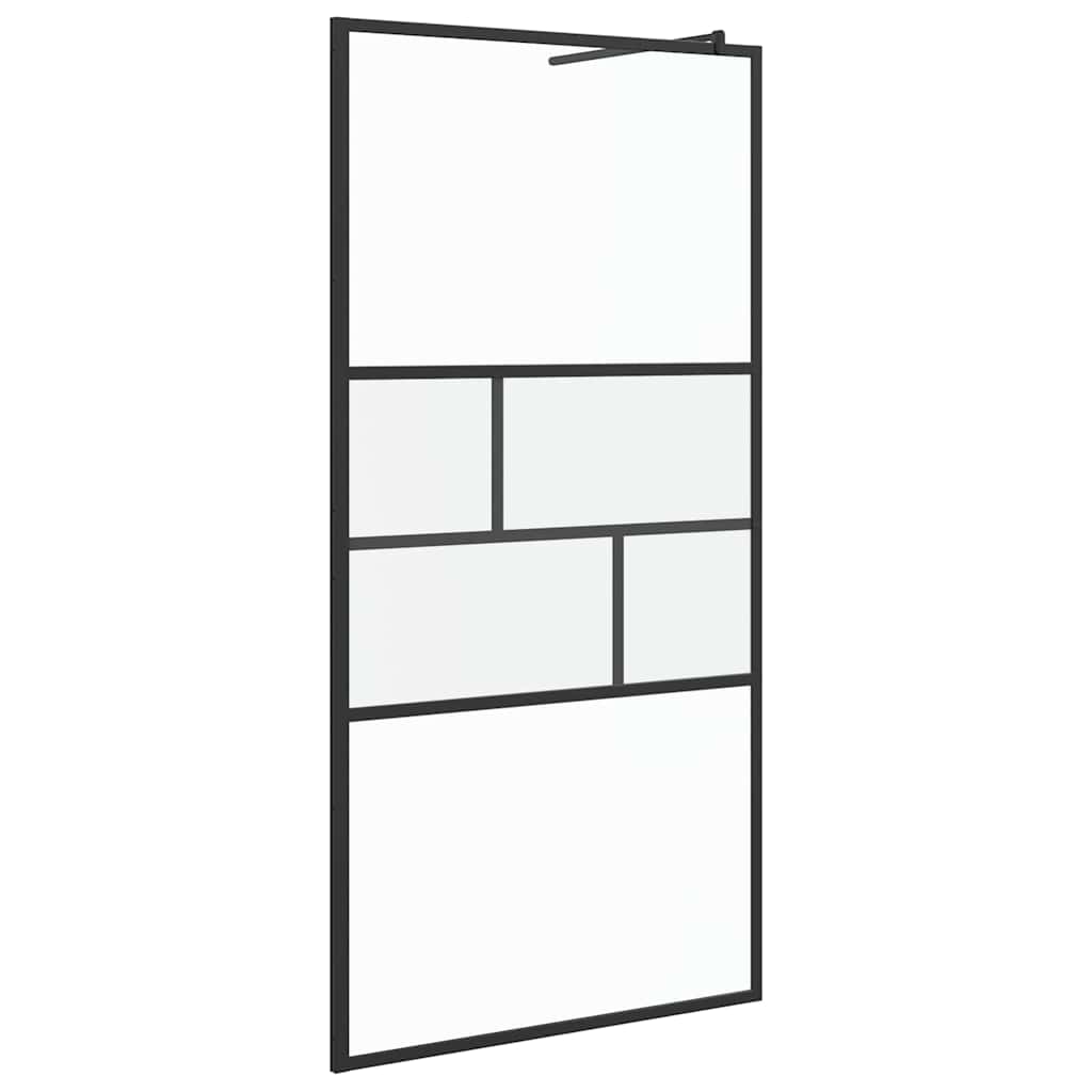 Zid za walk-in tuš Crna 100 x 195 x 0,5 cm Staklo i aluminij