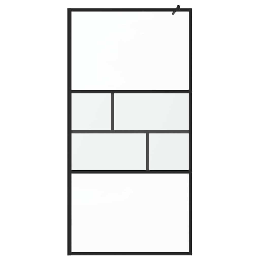 Zid za walk-in tuš Crna 100 x 195 x 0,5 cm Staklo i aluminij