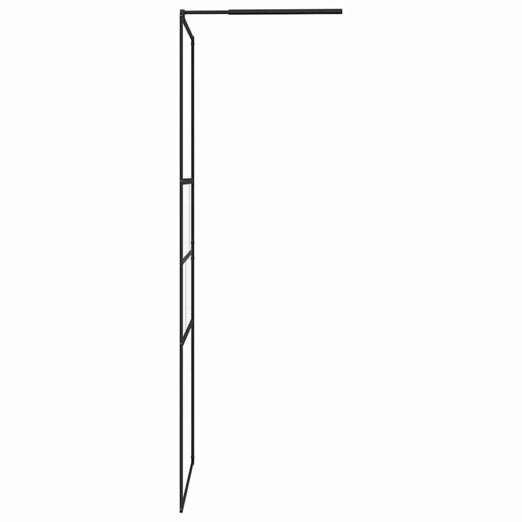 Zid za walk-in tuš Crna 100 x 195 x 0,5 cm Staklo i aluminij